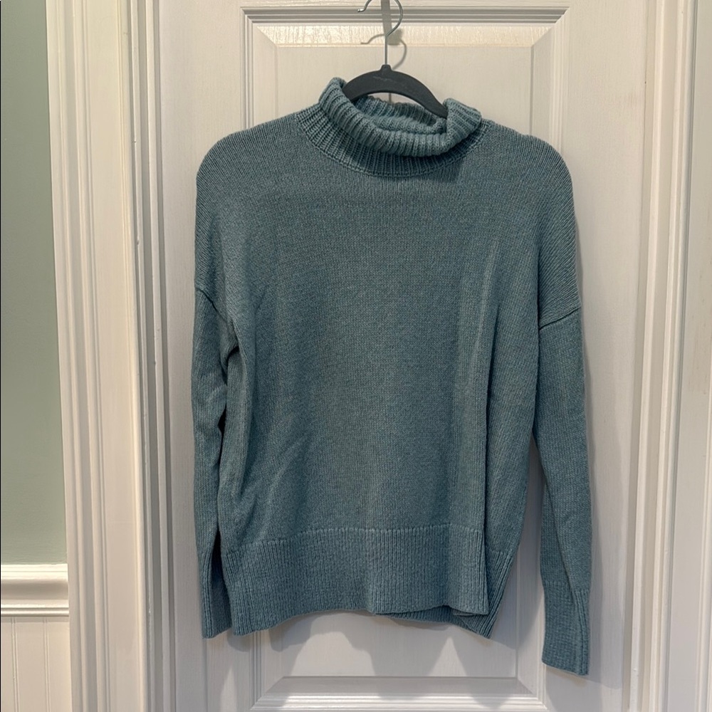 LOFT Blue Cowl Neck Sweater Classic Knit